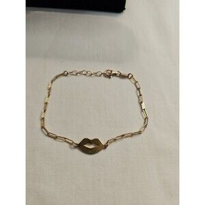 Dyadema Italy Sterling Silver 925 Paper Clip Linked Chain Bracelet with Lips